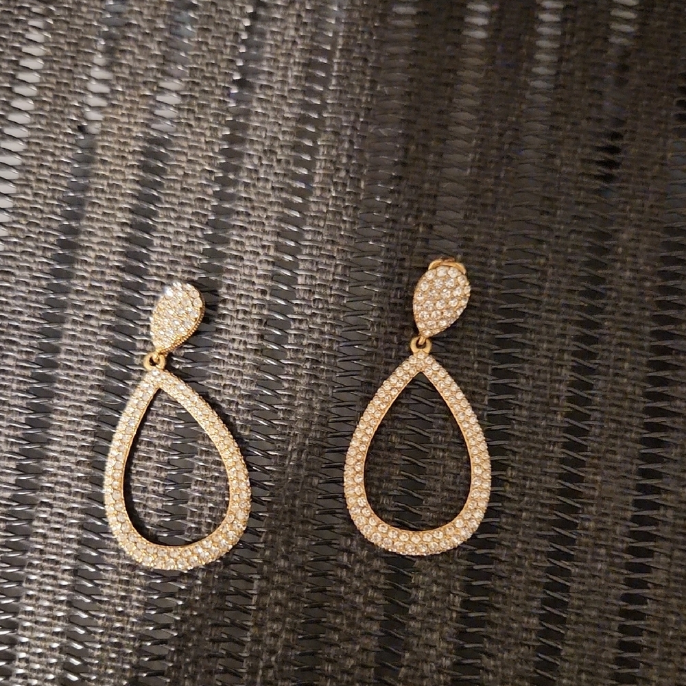 NADRI Gold Crystal Teardrop Drop Earrings - Women Jewelry